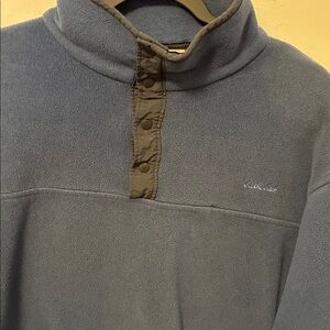 EUC Cabela’s  Navy Button-Front Funnel Neck Fleece Pullover Large